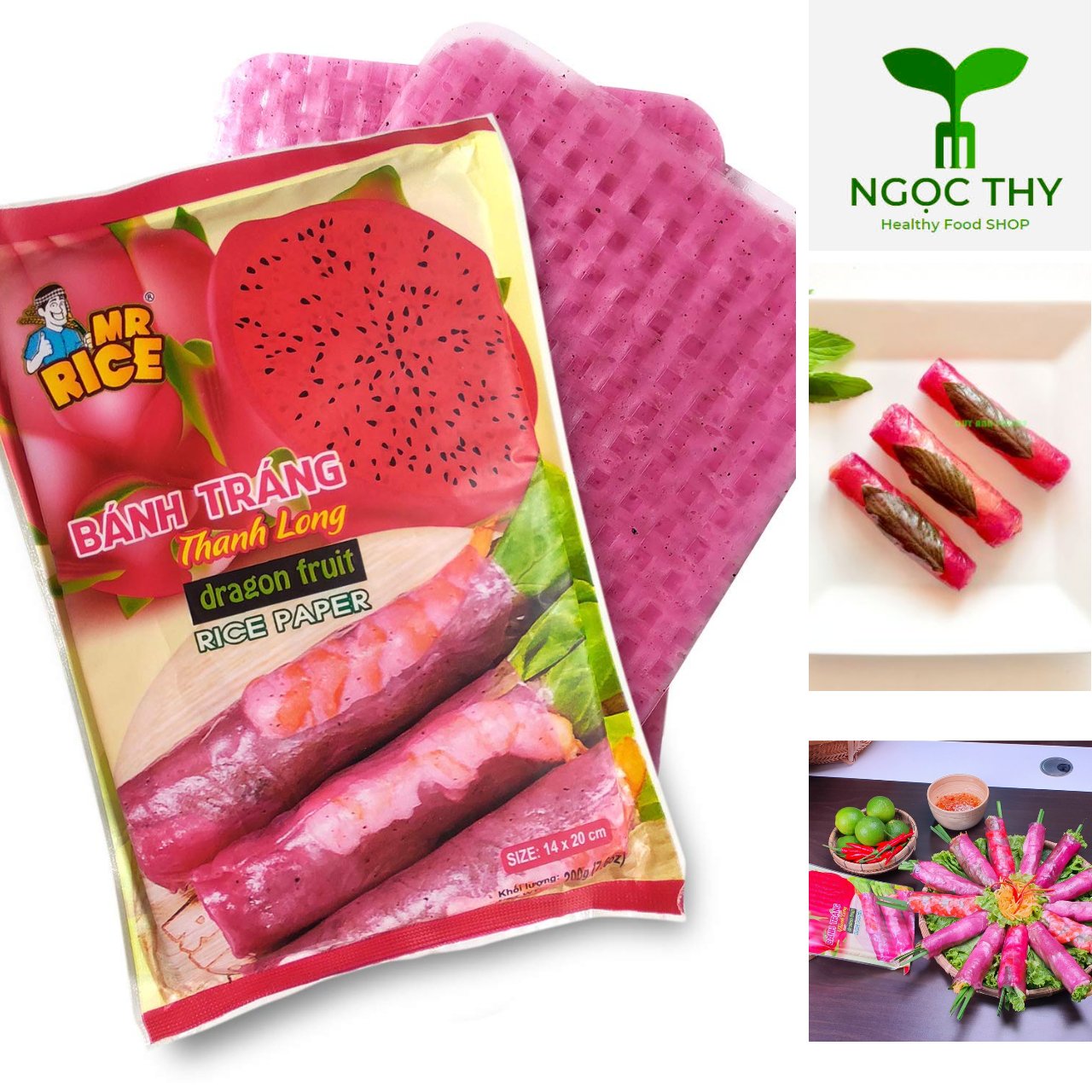 Dragon Fruit Rice Paper Mr. rice 200gr/package