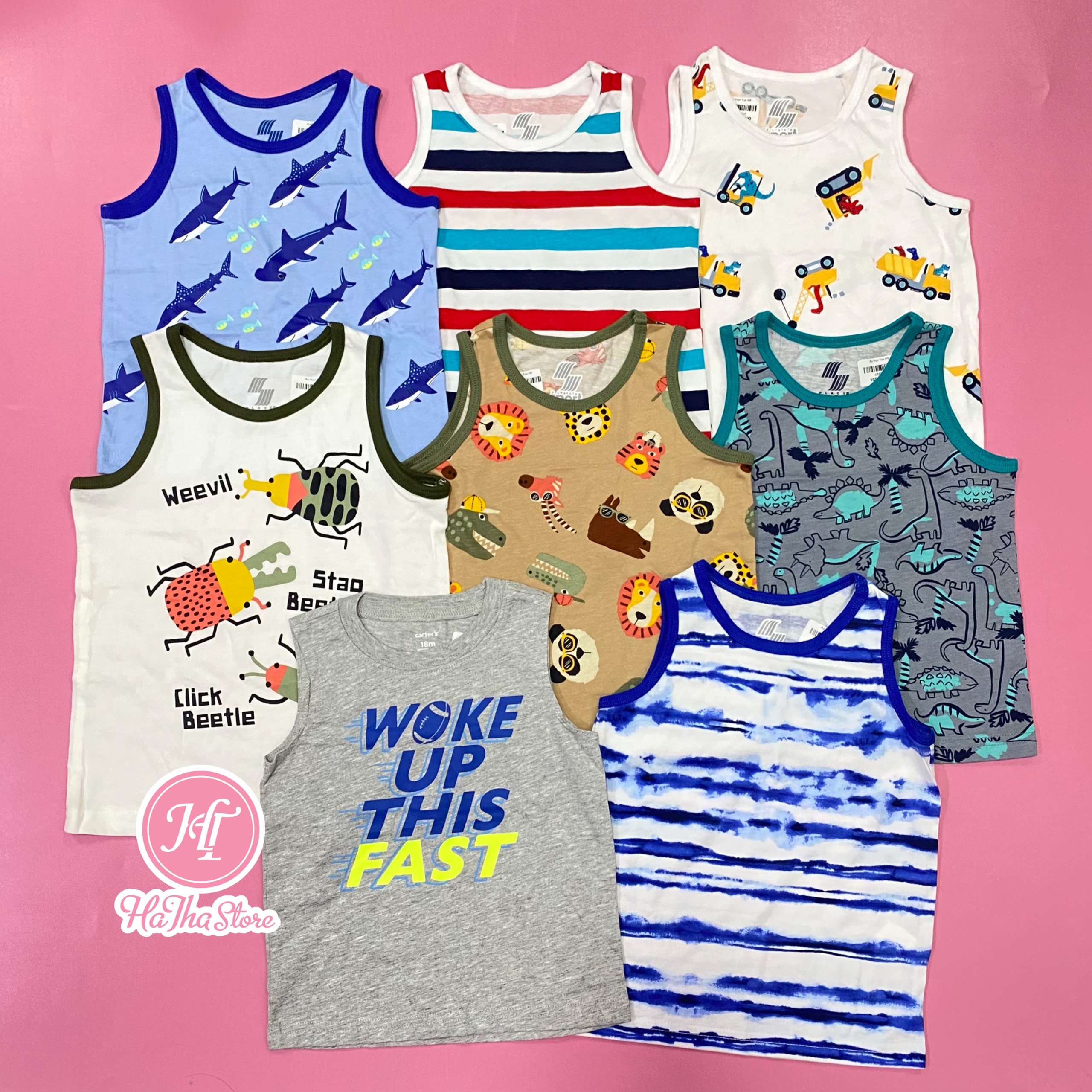 (Size 8-19kg) Áo thun ba lỗ PL4CE cho bé trai