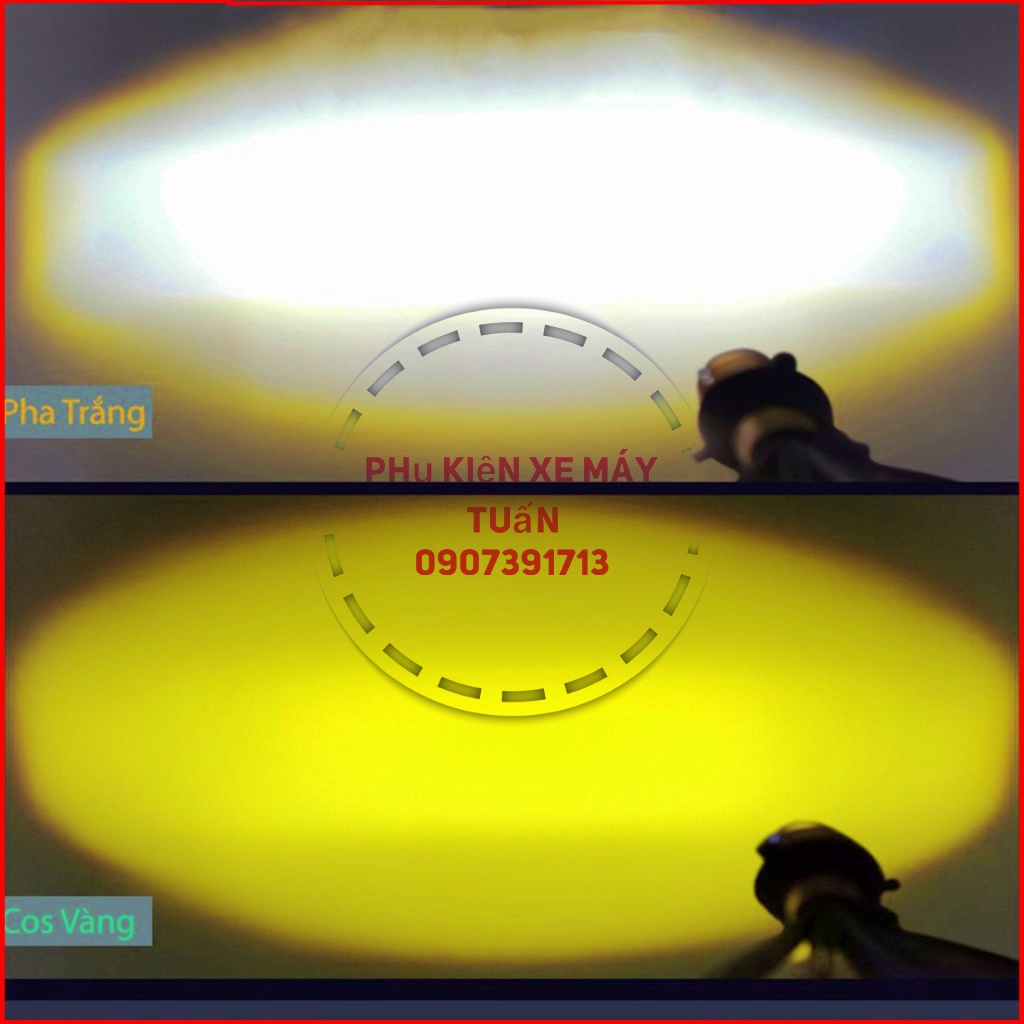 pha led bi cầu 2 màu siêu sáng chân H4
