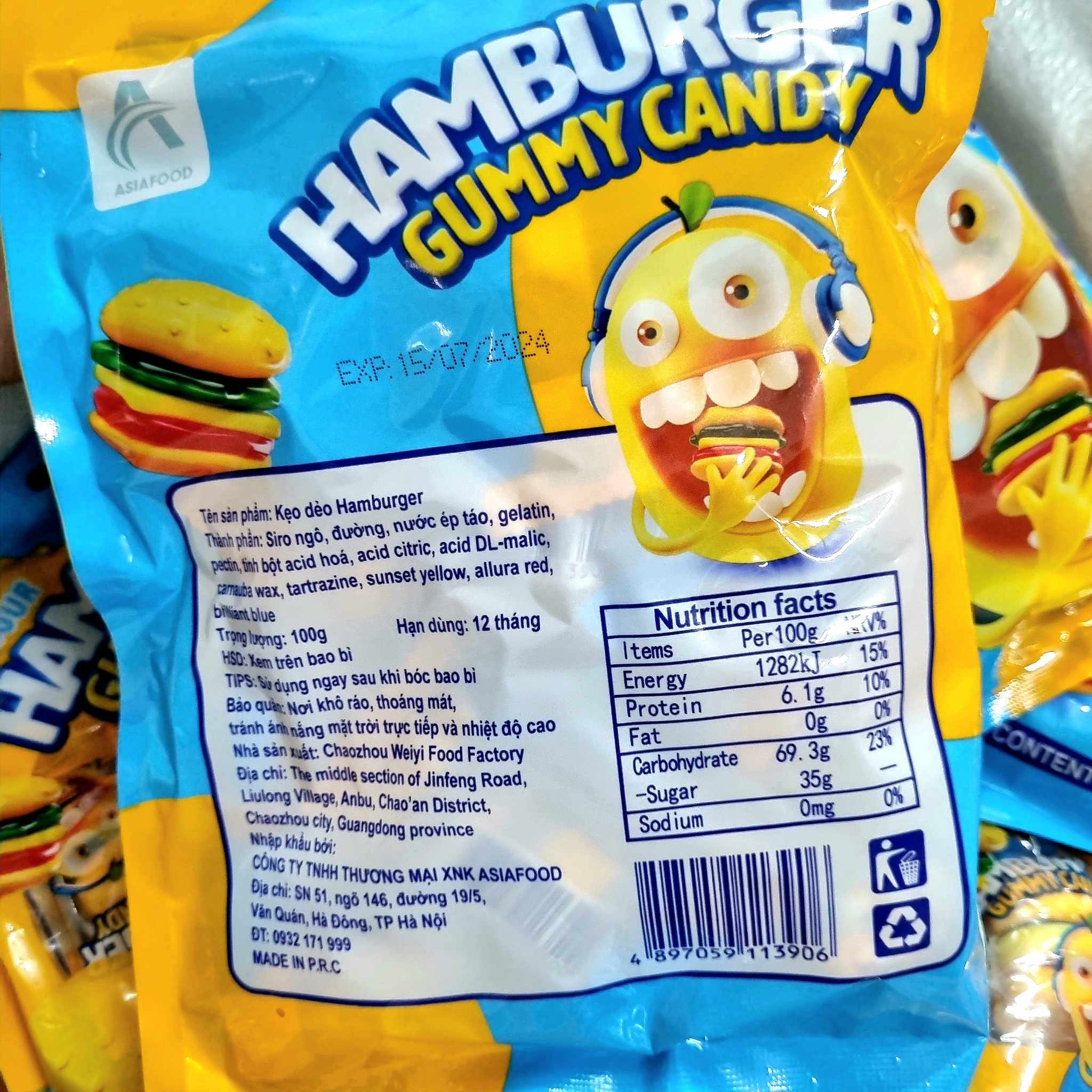 KẸO DẺO HAMBURGER GUMMY CANDY 100g CHO BÉ SIÊU CUTE