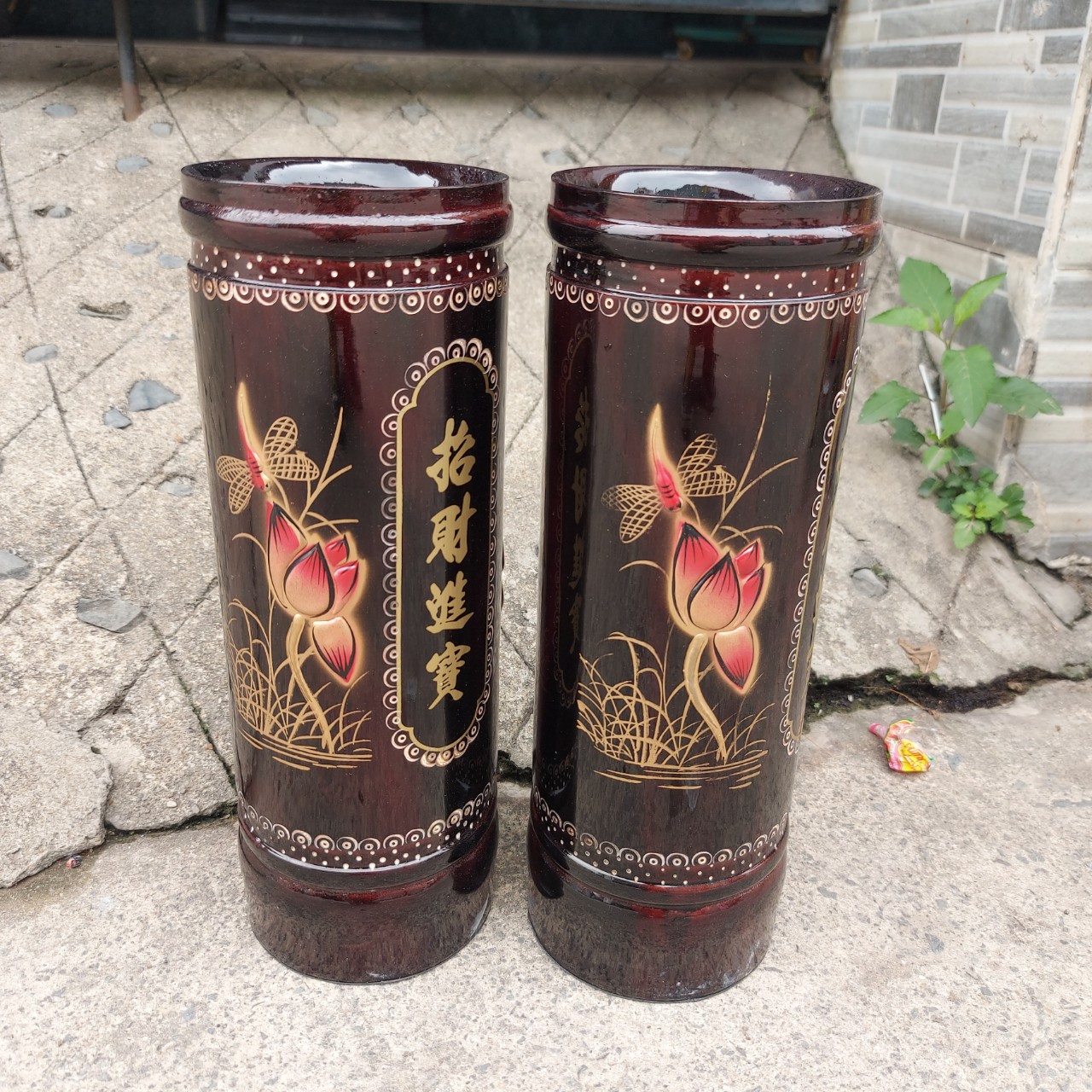 Ống đựng nhang gỗ cao 32cm
