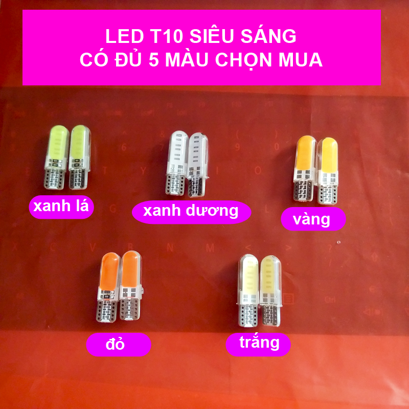 Bộ 2 đèn LED lõi ngô xi nhan, đèn sương mù, đèn đồng hồ chân T10 chip COB Siêu sáng (lõi ngô)