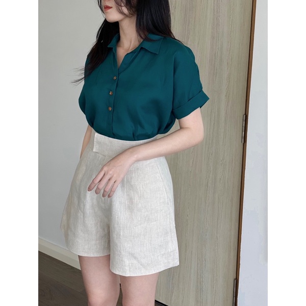 Shu Shi - Sơ Mi Tay Lỡ Cúc Gỗ Linen Premium ( Ảnh Chính Chủ )