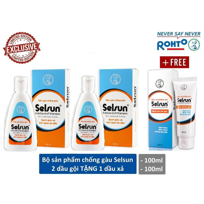 Bộ 2 dầu gội chống gàu Rohto Selsun 100ml + Tặng 1 dầu xả dưỡng tóc Selsun 100ml giá rẻ