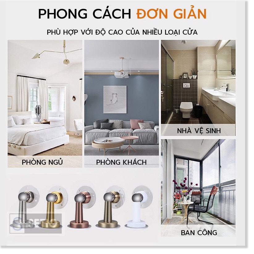 Bộ Chặn Cửa Cao Cấp 3DO - inox 304 Không Gỉ - Không Khoan Đục - Sử Dụng Băng Dính 3M - Nam Châm Hút Cực Mạnh.Bảo hành 12 tháng