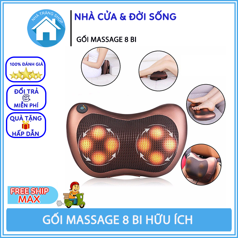 Máy Massage Cổ, Gối Massage Cổ Hồng Ngoại 8 Bi Cao Cấp Hàn Quốc, Bảo Hành 6 Tháng cao cấp