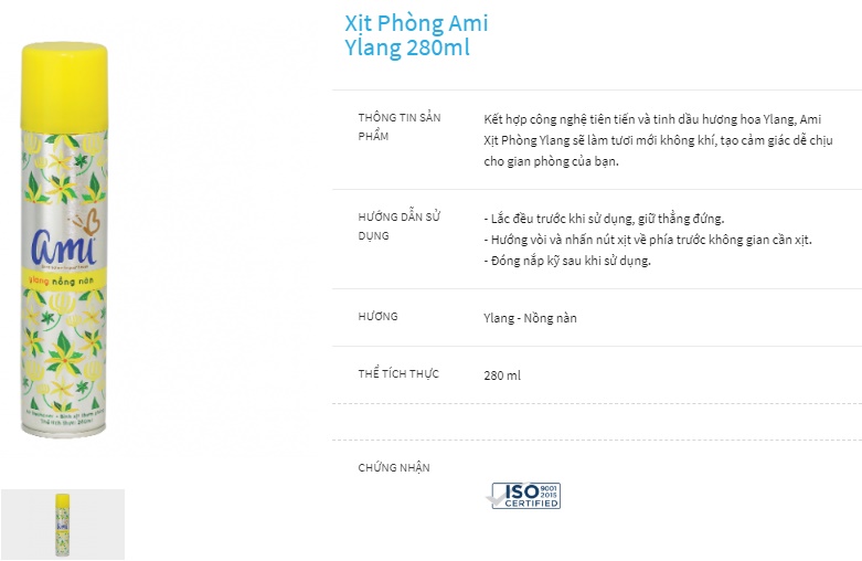 Nước hoa Xịt Phòng Ami 280ml (nhiều mùi hương)