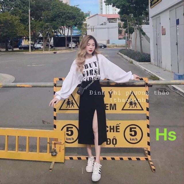Sét áo but kèm chân váy xẻ hsu0220