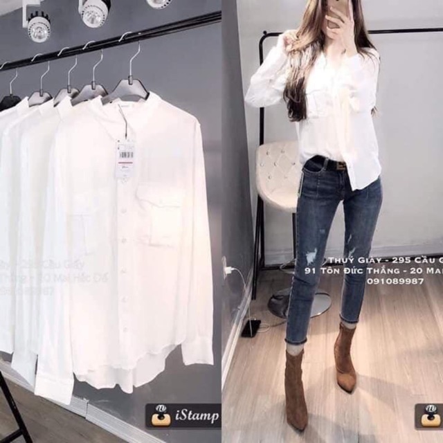 Áo Sơ Mi Trắng Hàng Xuất Dư