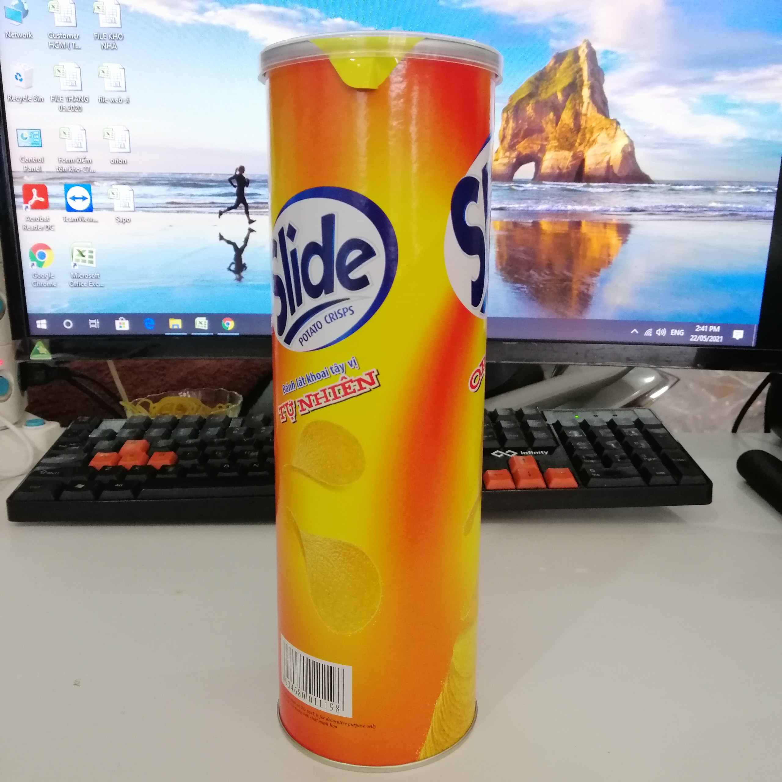 Snack Khoai Tây Slide Vị Tự Nhiên (Lon 145g)