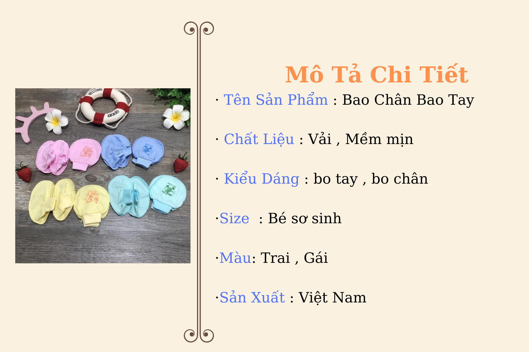Phụ kiện sơ sinh set bao tay bao chân cho bé