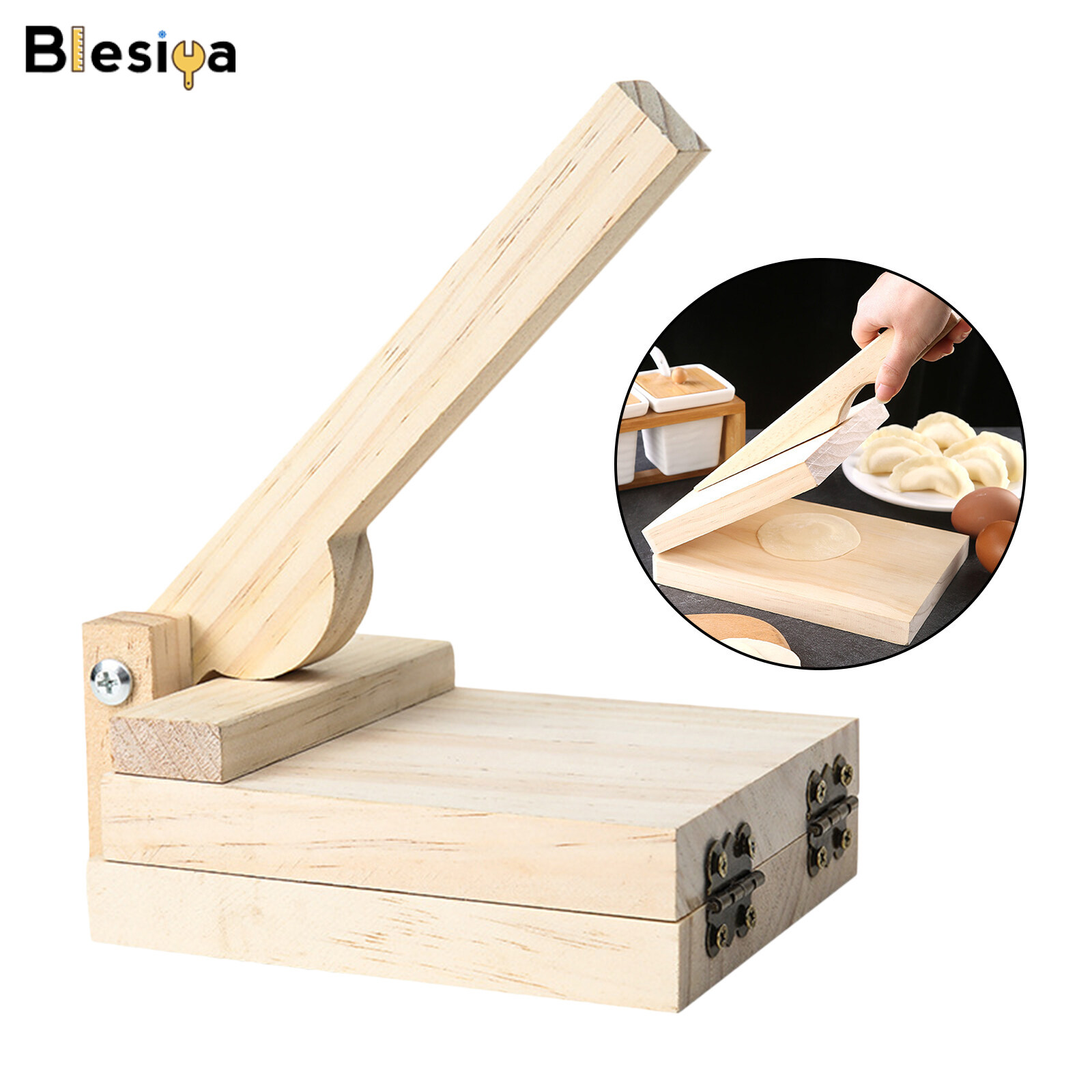 Blesiya Wooden Tortilla Paste Press Manual Dumpling Presser Pizza Maker Baking