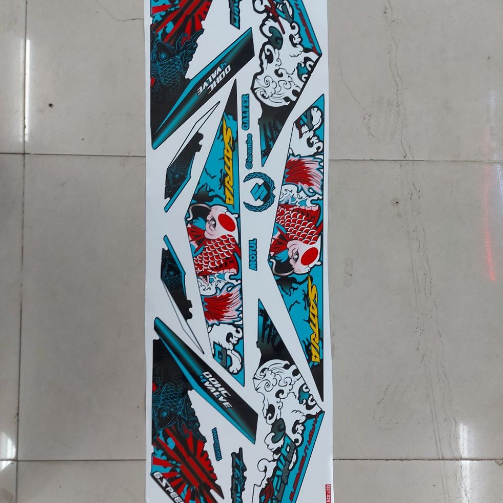 [HCM]Tem xe satria- raider  tem rời mẫu cá chép dán xe màu xanh lục bảo  màu đen.