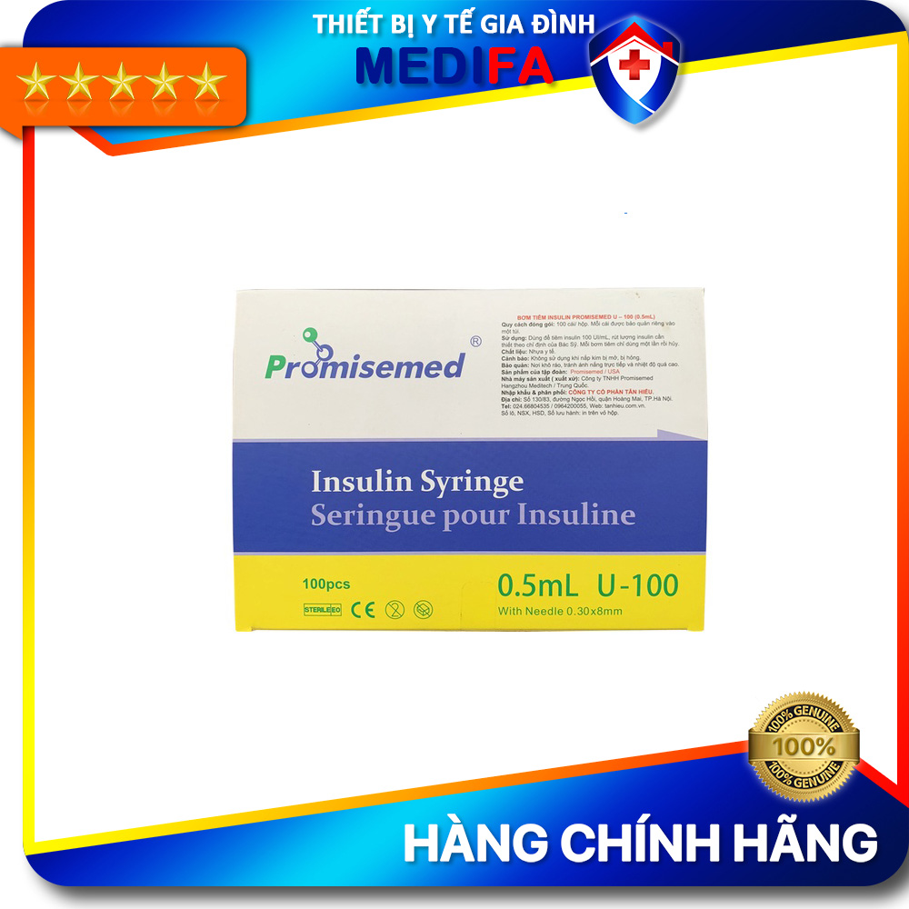 Bơm tiêm tiểu đường Promisemed U100 - Kim tiêm Insulin Syringe 0.3ml, 0.5 ml