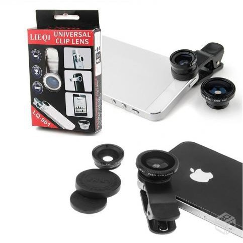 Ống Len Camera 001, Bộ Ống Kính 3 Trong 1 Gồm Kính Macro, Góc Rộng, Fisheye Cho Điện Thoại Thông Minh, Máy Tính Bảng
