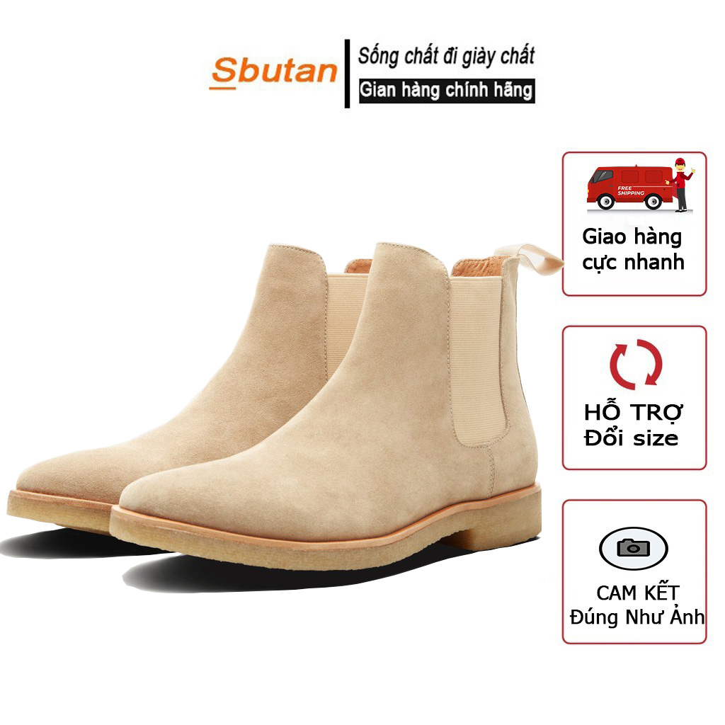 Giày Chelsea Boots Tan Da Lộn Cao Cấp