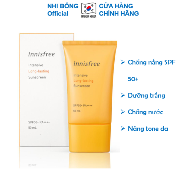 Kem chống nắng nâng tone kiềm dầu lâu trôi innisfree Intensive Long Lasting Sunscreen SPF50+ PA++++ 50ml giúp bảo vệ da làm da trắng sáng mềm mịn tự nhiên KCN08