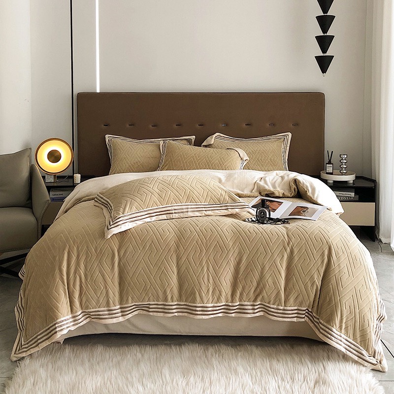Bộ chăn ga nỉ Hlhome bedding dệt hình thoi siêu mịn