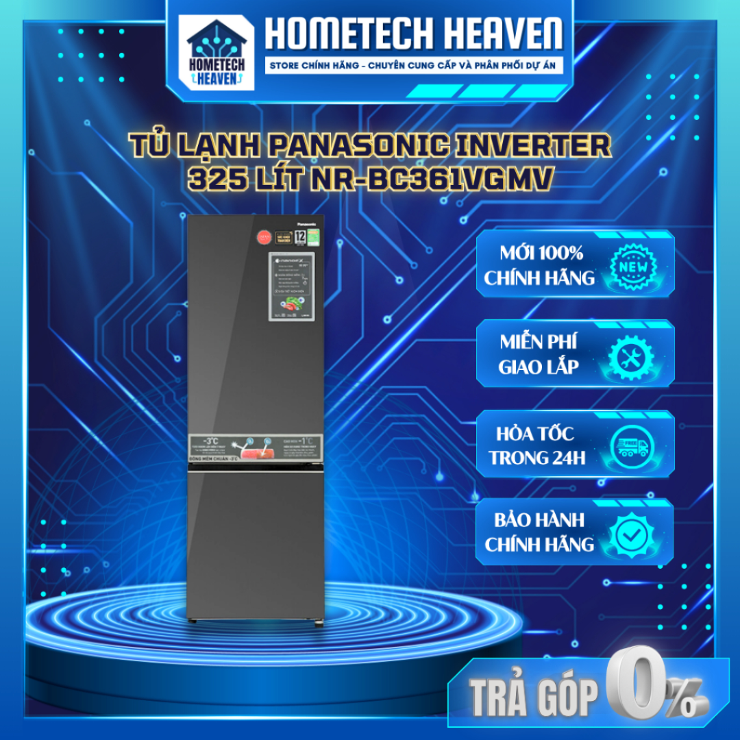 Tủ lạnh panasonic inverter 325 lít nr-bc361vgmv - hàng chính hãng