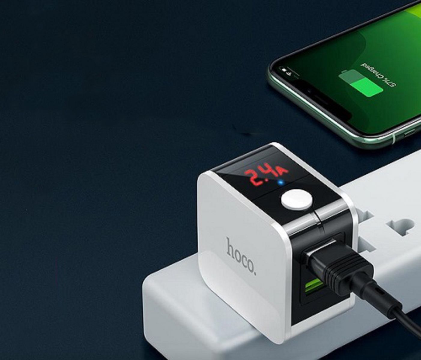 Cóc sạc nhanh tự ngắt 2 cổng USB