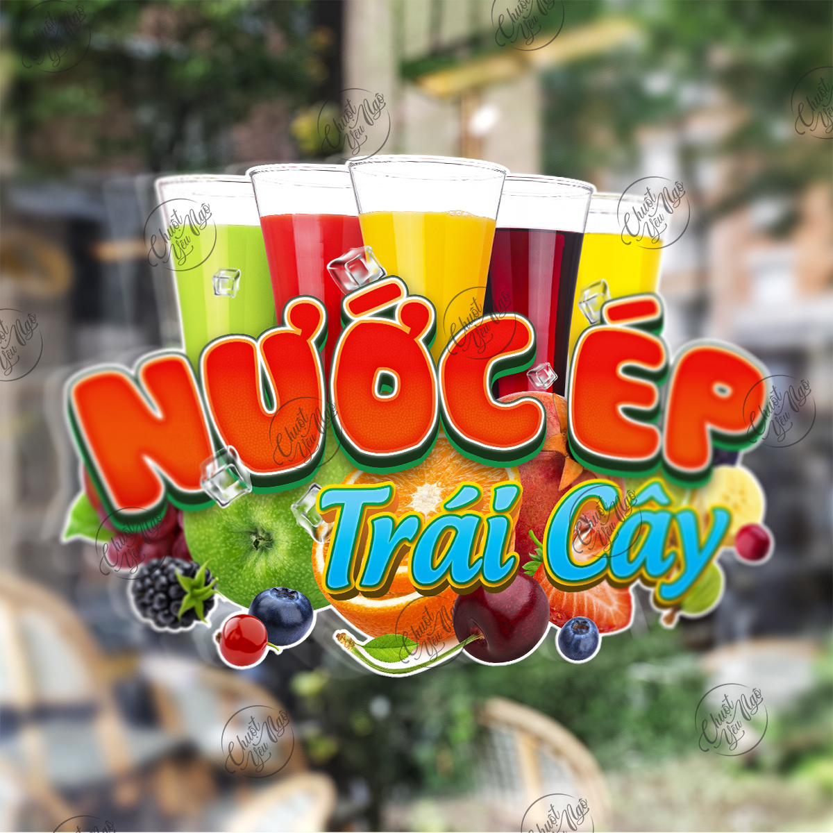 Juicer fruit juice sticker car coffee tea shop decoration wall sticker waterproof plastic decals
