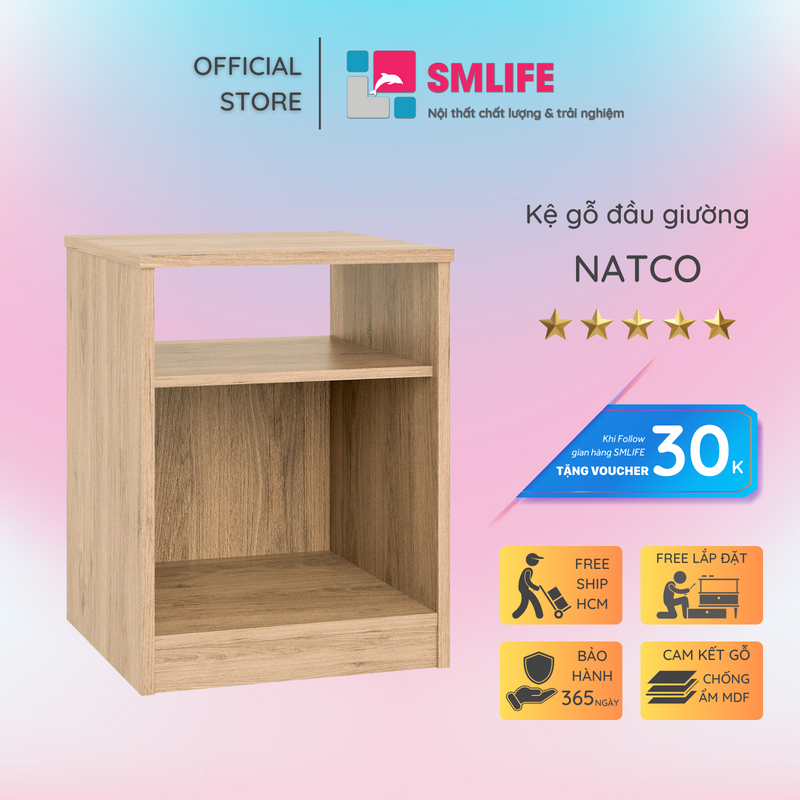 Kệ đầu giường nhỏ gọn thiết kế đa năng smlife natco