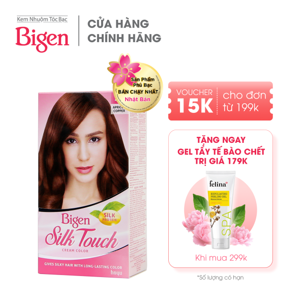 Thuốc nhuộm dưỡng tóc phủ bạc thảo dược Bigen Silk Touch Thương hiệu Nhật Bản 80ml dạng kem-Nâu Đồng 5C nhập khẩu