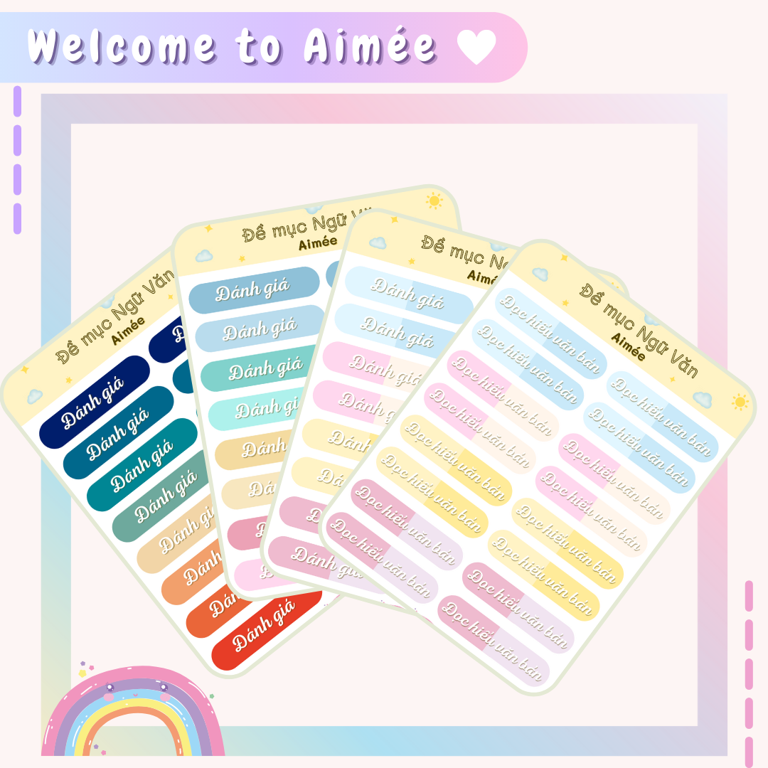Combo 5 Sticker Tấm Đề Mục Văn Học ( Không cắt sẵn) | AIMÉE
