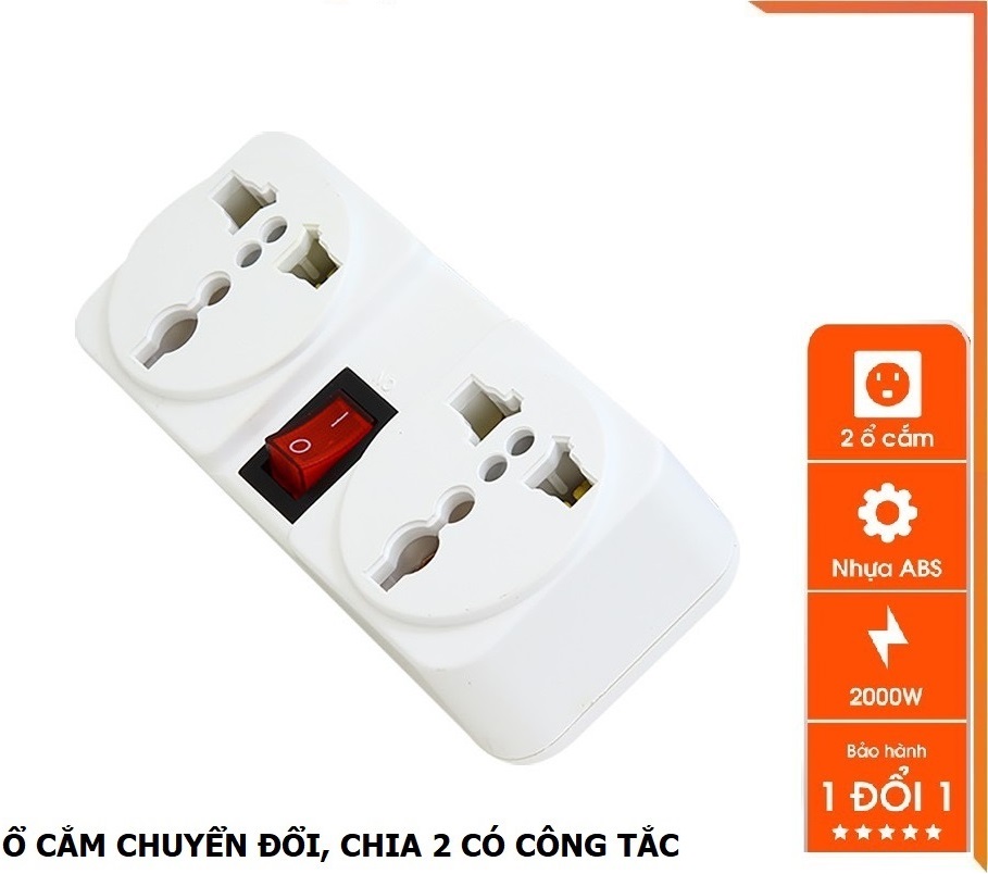 Ổ Cấm Chuyển Đổi Du Lịch Đa Năng Có Công Tắc 2000W 10A MSP