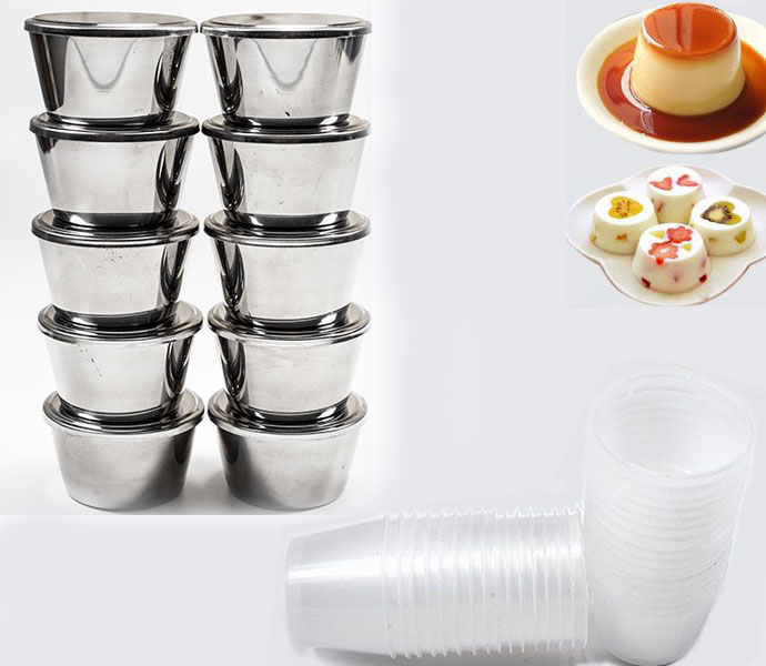 Combo 5 Khuôn Làm Bánh Flan Có Nắp Inox 304 Tặng 5 Khuôn Nhựa