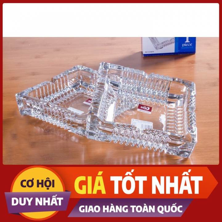 Gạt tàn thủy tinh vuông to,bé