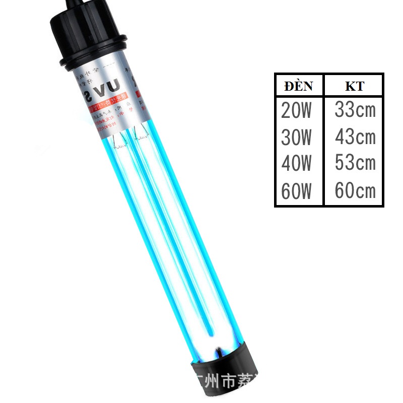 Đèn UV bóng đôi diệt khuẩn cho hồ cá công suất 20,30,40,60W