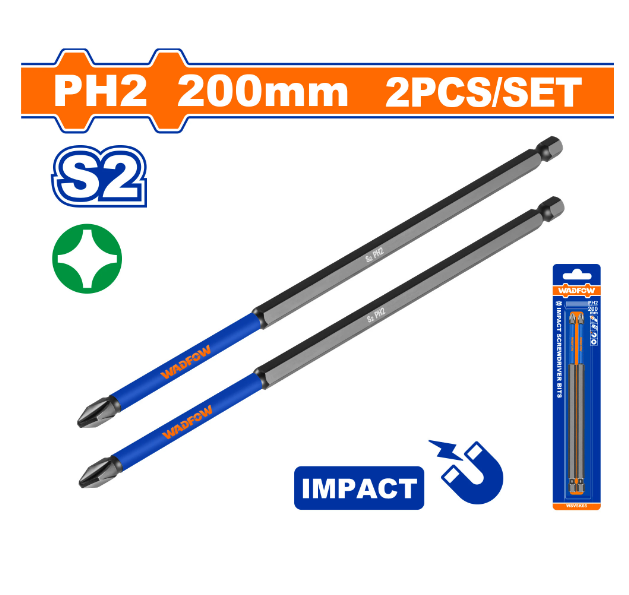 Wsv5k65	bộ 2 mũi bắt vít đóng ph2 200mm wadfow