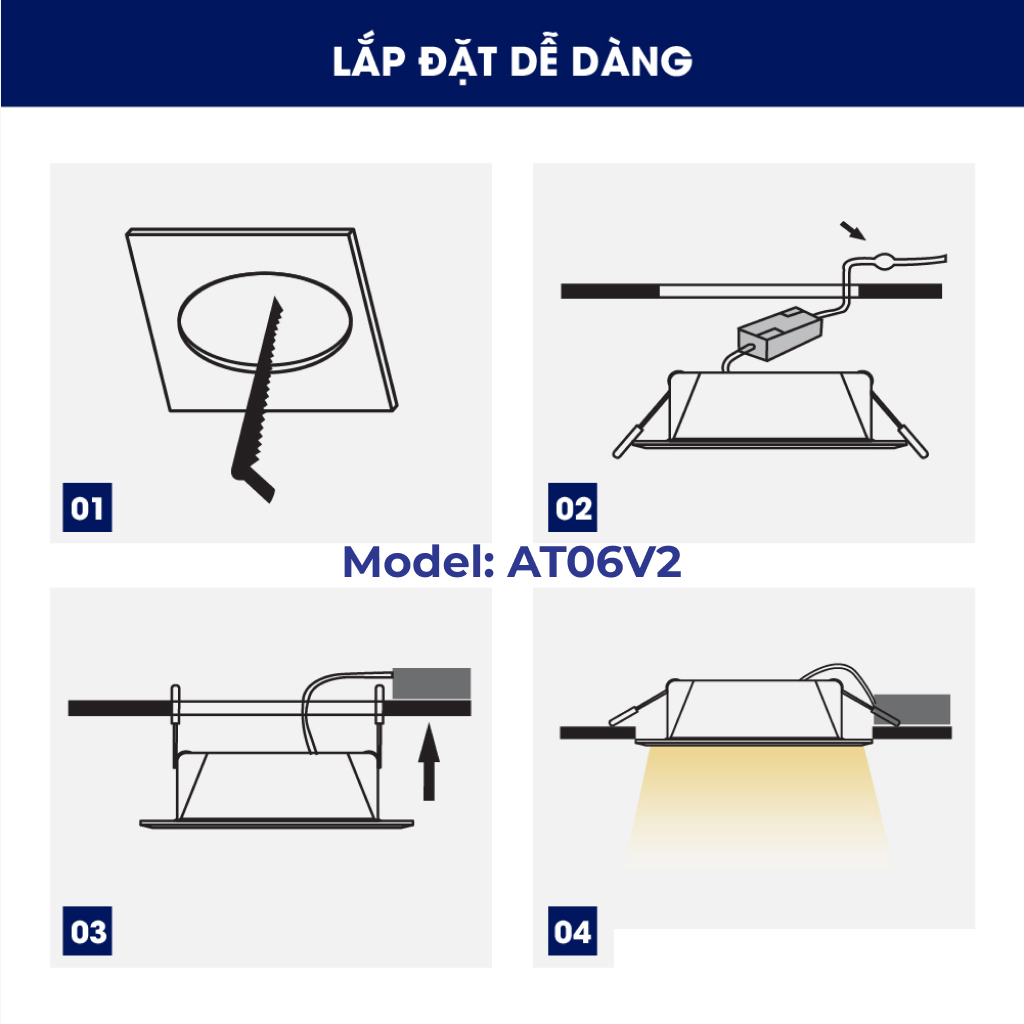 Đèn LED âm trần Rạng Đông 7W Փ90, SAMSUNG chipLED