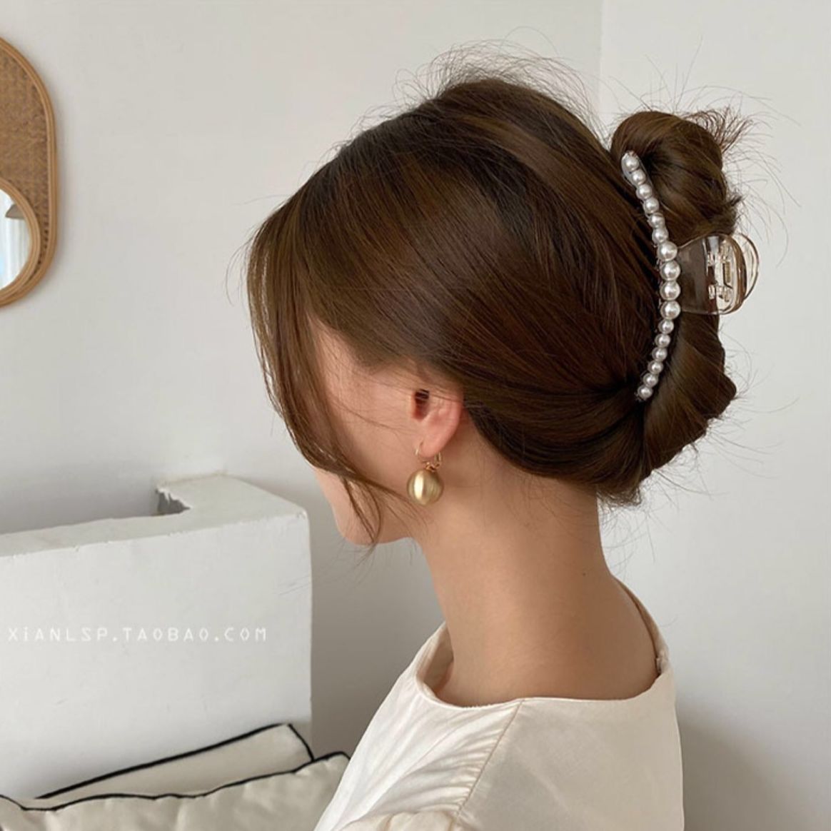 Cặp tóc càng cua đính ngọc trai - PKT198