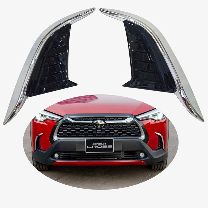 Ốp viền đèn gầm trước, sau xe toyota corolla cross 2020 - 2021, 2022 - 2 màu xanh - trắng