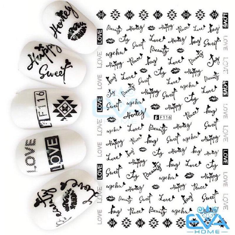 [HCM]Miếng Dán Móng Tay 3D Nail Sticker Tráng Trí Hoa Văn Hoạ Tiết Chữ Viết Alphabet F116 cao cấp