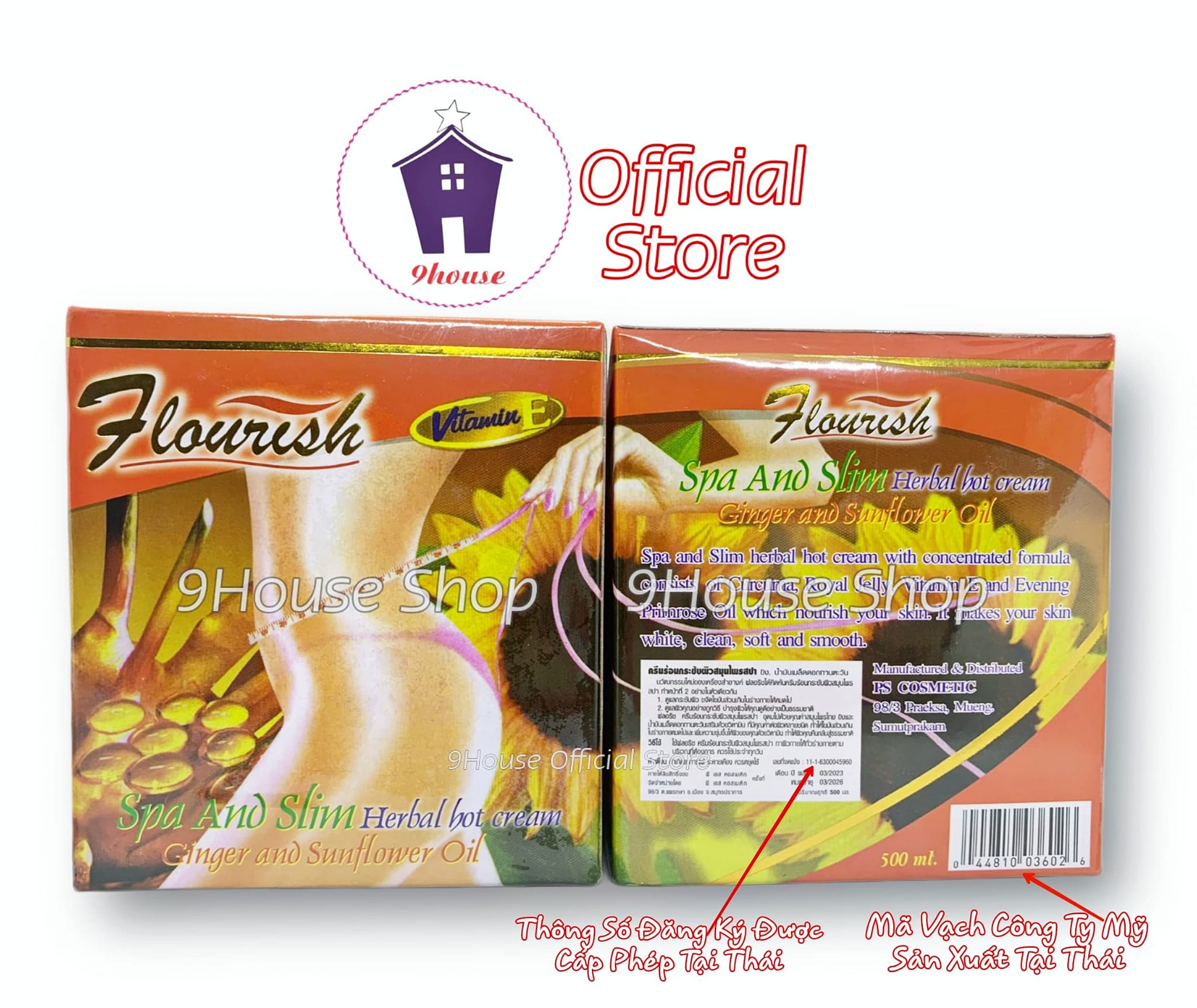 01 Hộp Kem Massage Mỡ Bụng Flourish Thái Lan 500ml