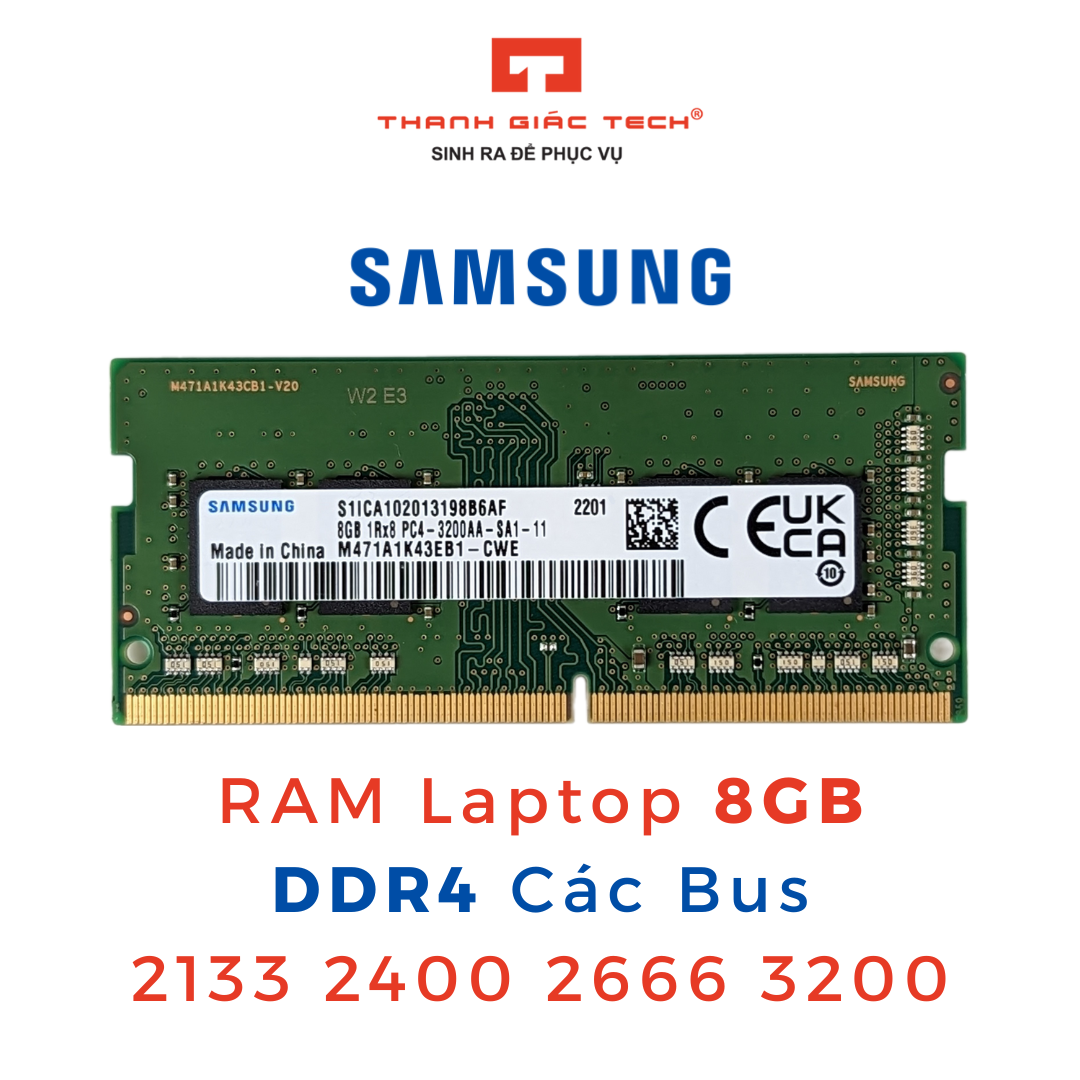 RAM Laptop Samsung 8GB DDR4 Các Bus 2133 2400 2666 3200 - Bảo Hành 4 Năm