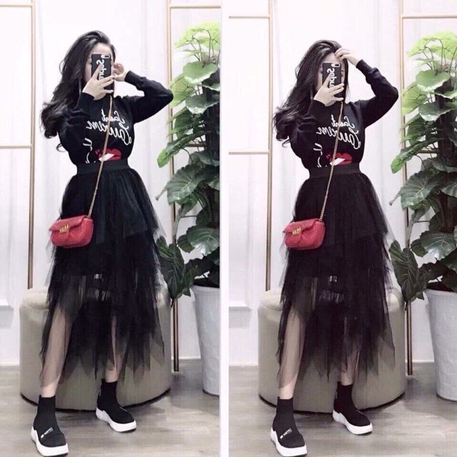Chân váy maxi ren( ảnh+video)