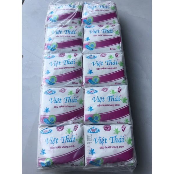 Combo 10 gói băng vệ sinh Việt Nhật, ÁNH DƯƠNG, VIỆT THÁI có cánh, không cánh gói 7 miếng/1 gói siêu mỏng siêu thấm siêu thoáng, băng vệ sinh có cánh