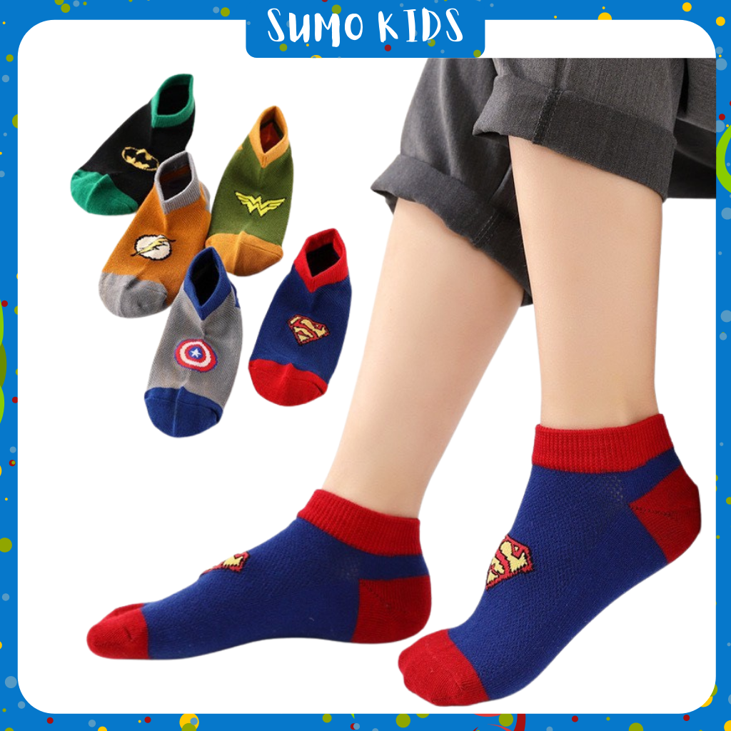 Tất Cho Bé Trai Sét 10 Đôi In Siêu Anh Hùng Giữ Ấm Cho Bé Từ 1-8 Tuổi _ SUMO KIDS