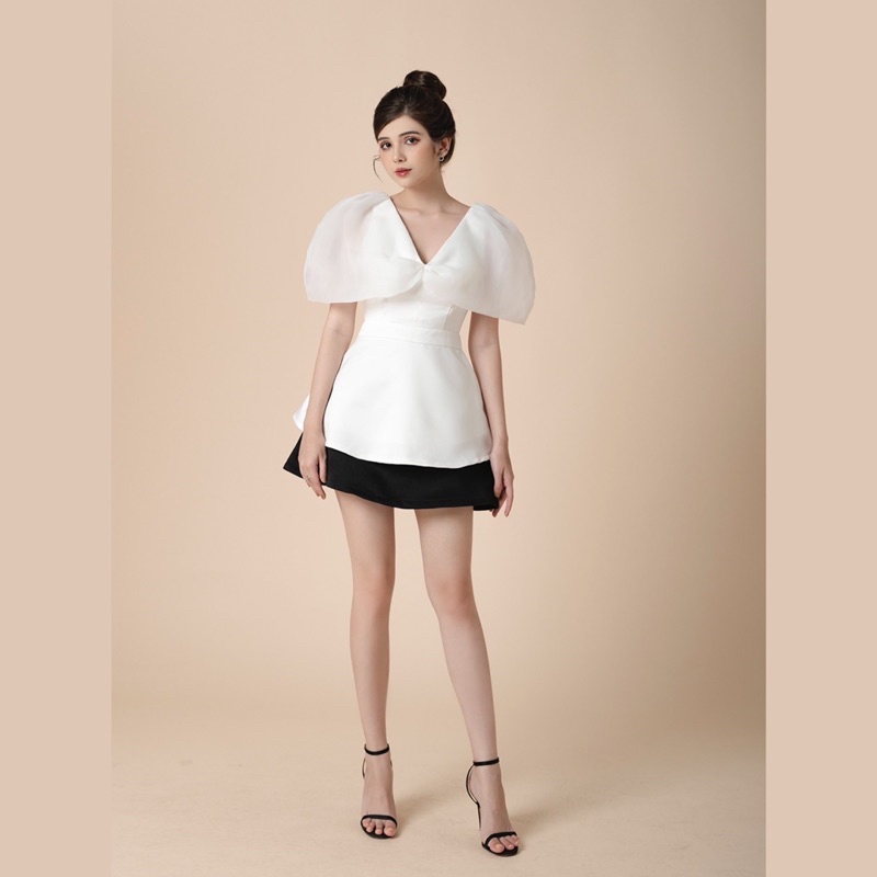 [Mã LAZFASHION42 - giảm 15% đơn từ 349k] ÁO NƠ VOL CHÍT EO TIỂU THƯ - ROSIE TOP