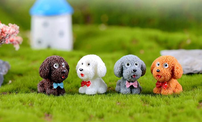 [HCM]Mô hình chó poodle lông xù trang trí tiểu cảnh thủy sinh terrarium chậu cây cảnh sen đá bánh kem