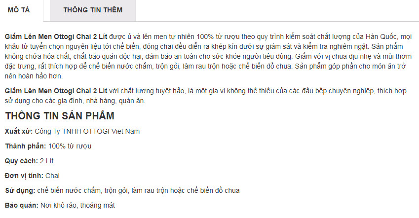 Dấm lên men OTTOGI 2 lít
