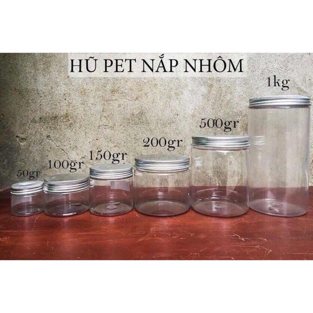 Hũ Nhựa Nắp Nhôm Có Kèm Nắp Chặn Nhiều Cỡ (50Ml/100Ml/200Ml/500Ml/750Ml/1000Ml)