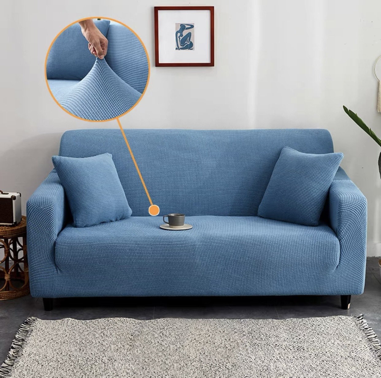 Drap bọc ghế sofa nhung gân