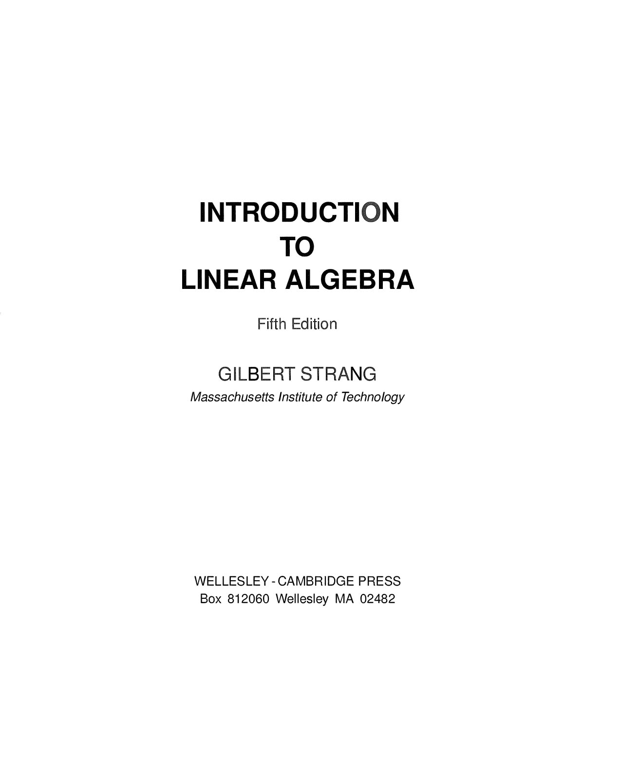 Introduction to Linear Algebra, Fifth Edition