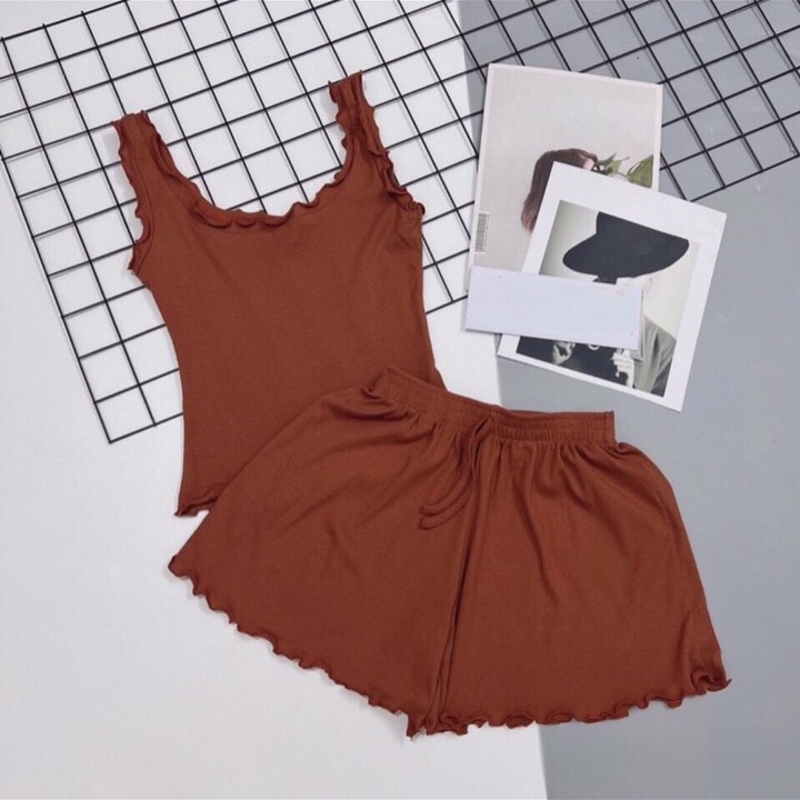 SET BỘ MẶC HÈ SAT NÁCH CHẤT THUN TĂM MỀM MÁT CO GIÃN FREESIZE DƯỚI 58KG