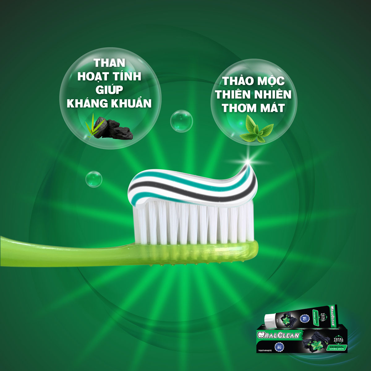 Bộ 2 Kem Đánh Răng Trắng Răng OralClean Than Hoạt Tính Và Vitamin 100ml/Tuýp